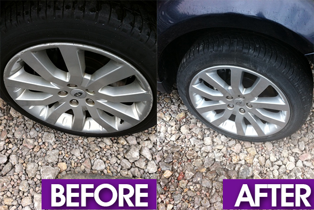 Alloy wheel refurbishment Before and after images